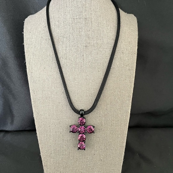 Jewelry - Black and Purple Cross Pendant Necklace